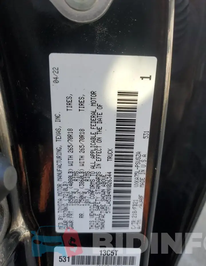 5TFLA5DB4NX026344 Photo# 13