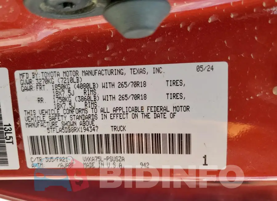 5TFLA5DB8RX194347 Photo# 12