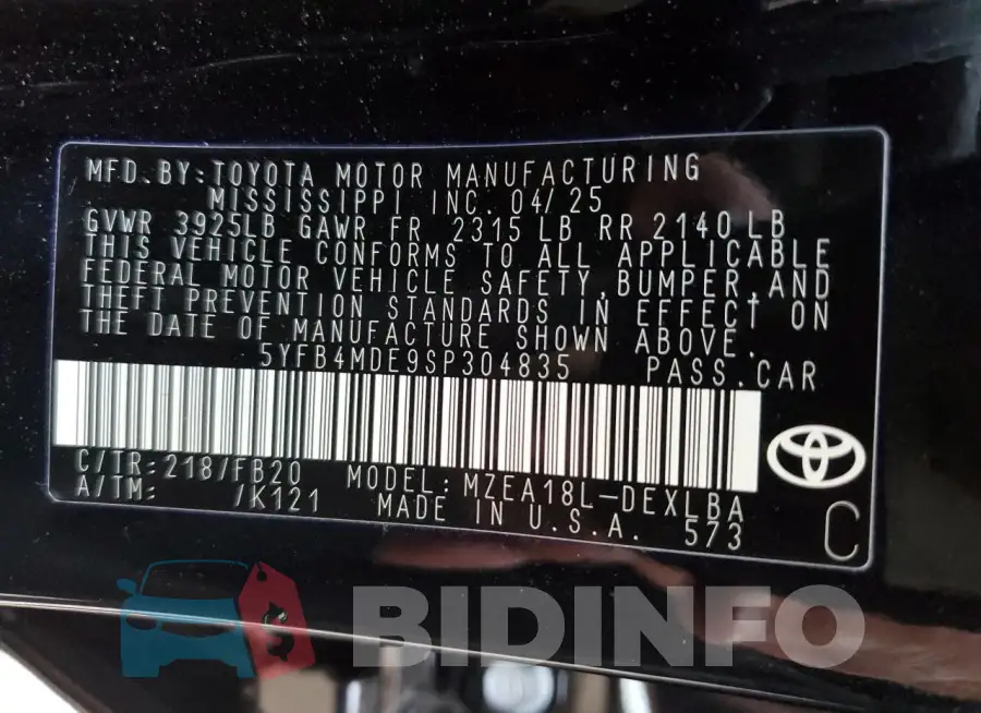 5YFB4MDE9SP304835 Photo# 12