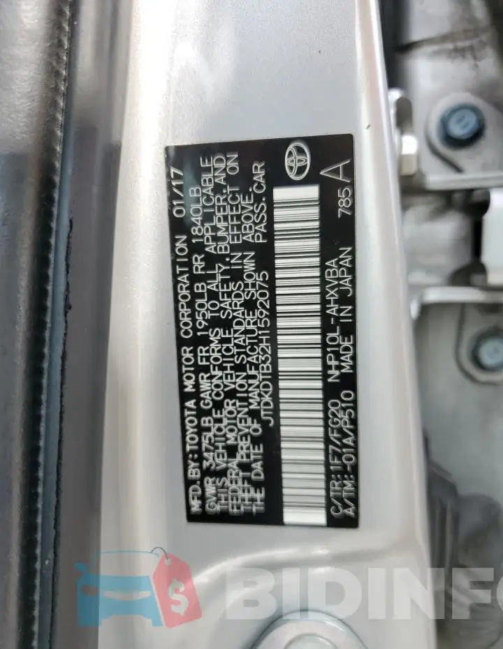 JTDKDTB32H1592075 Photo# 14