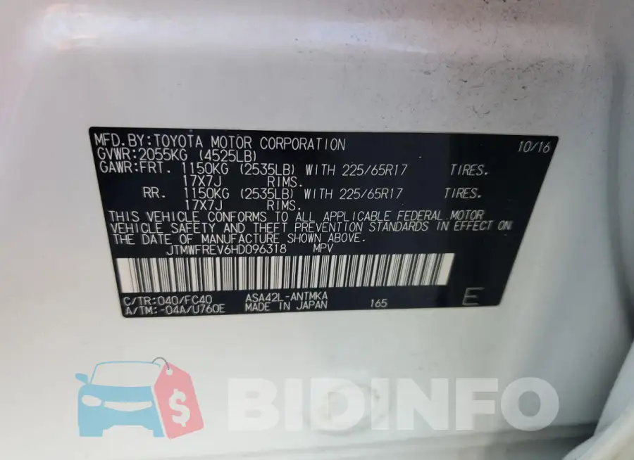 JTMWFREV6HD096318 Photo# 14