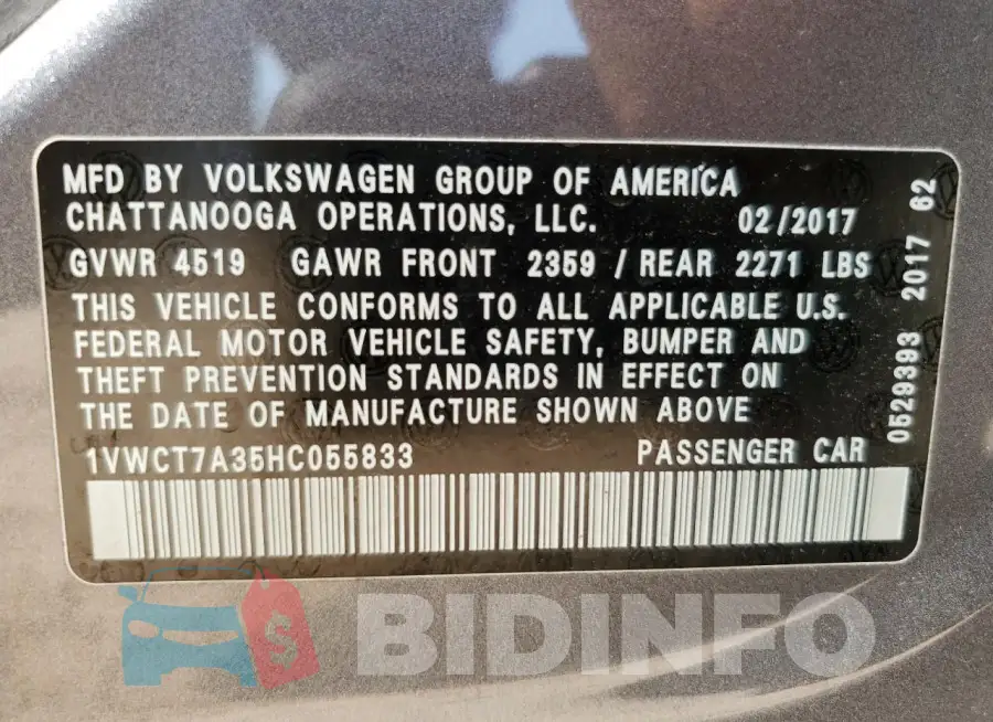 1VWCT7A35HC055833 Photo# 13