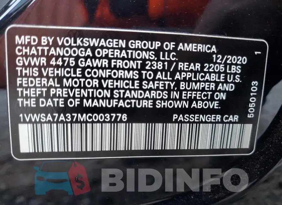 1VWSA7A37MC003776 Photo# 12