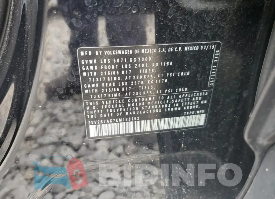 3VV2B7AX7KM188752 Photo# 14