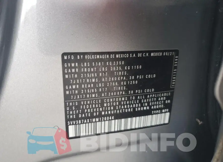 3VV3B7AX1MM126044 Photo# 12