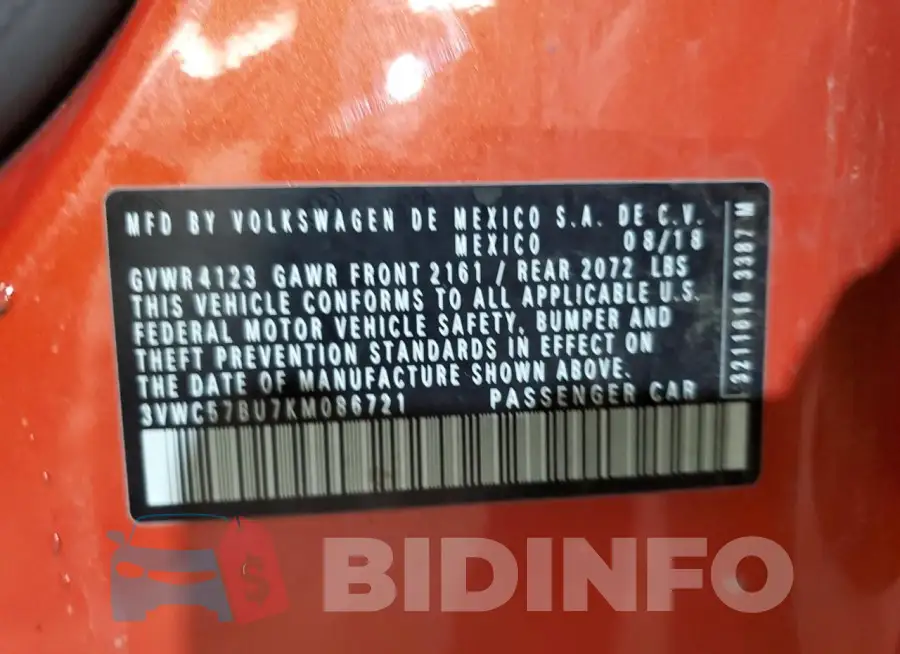 3VWC57BU7KM086721 Photo# 13