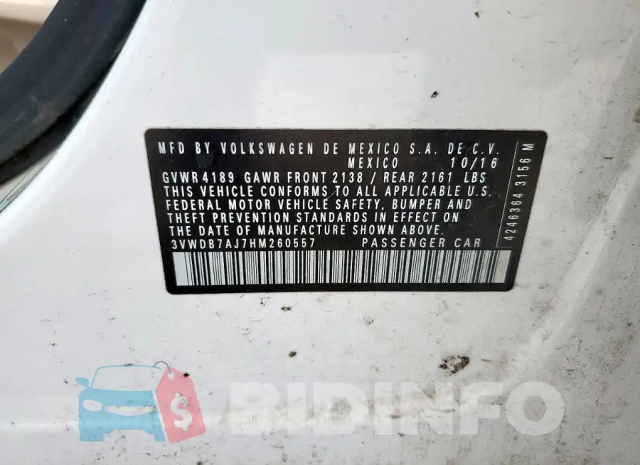 3VWDB7AJ7HM260557 Photo# 12