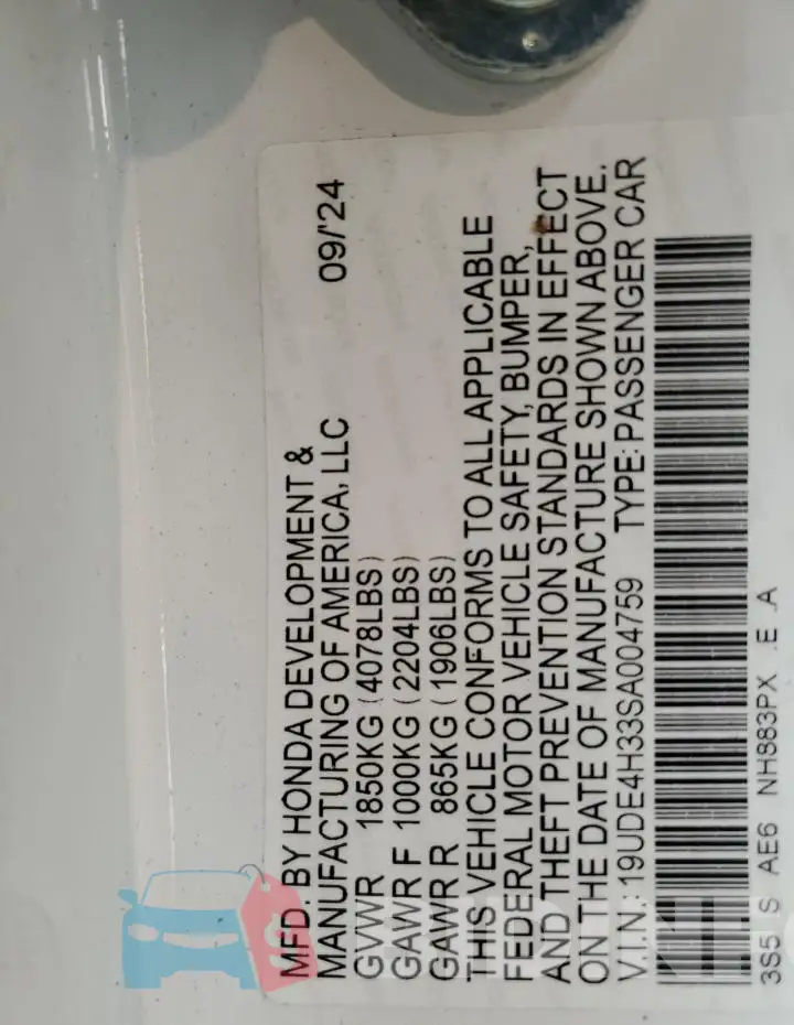 19UDE4H33SA004759 Photo# 12