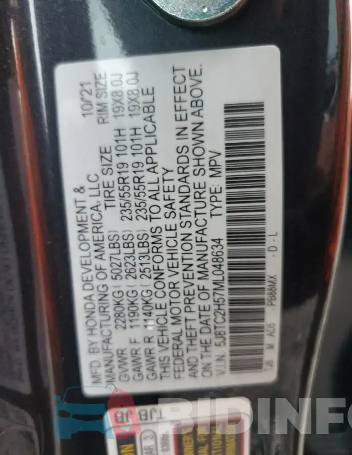 5J8TC2H57ML048634 Photo# 13