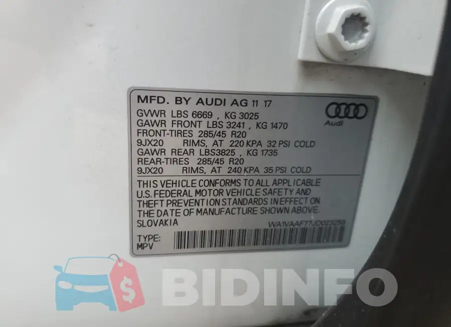 WA1VAAF77JD023258 Photo# 13
