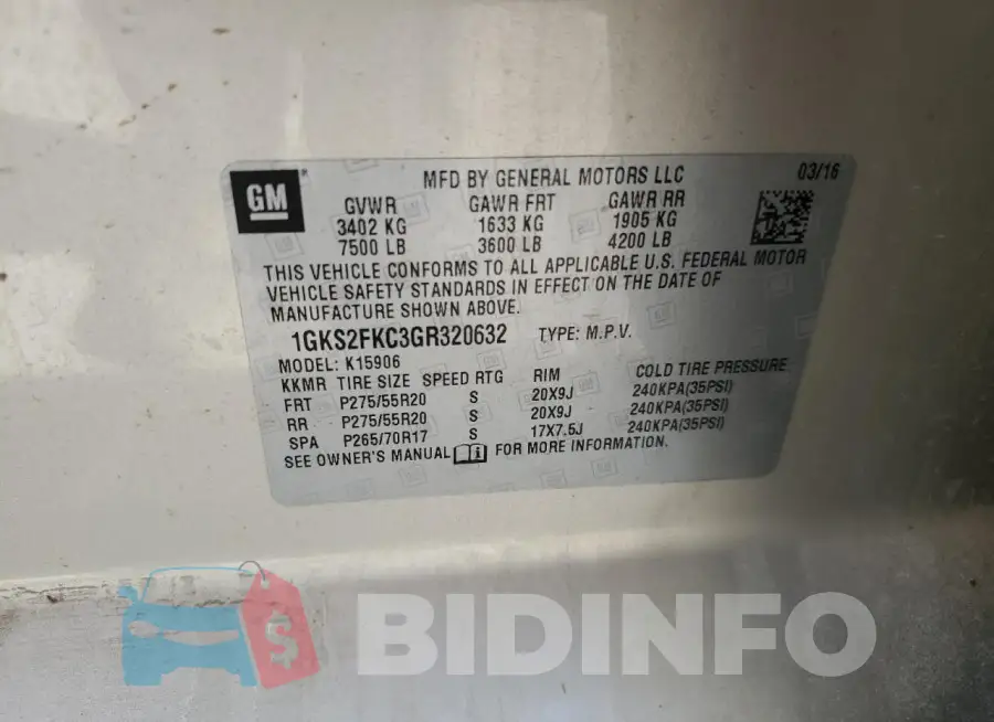 1GKS2FKC3GR320632 Photo# 13