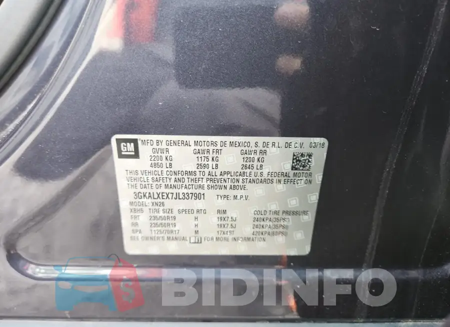 3GKALXEX7JL337901 Photo# 13