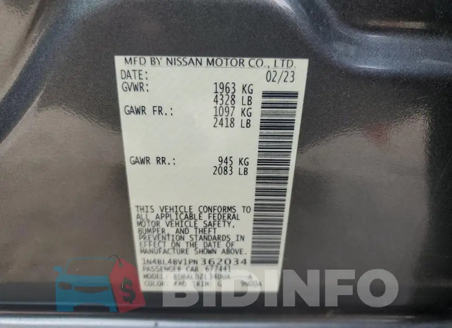 1N4BL4BV1PN362034 Photo# 12