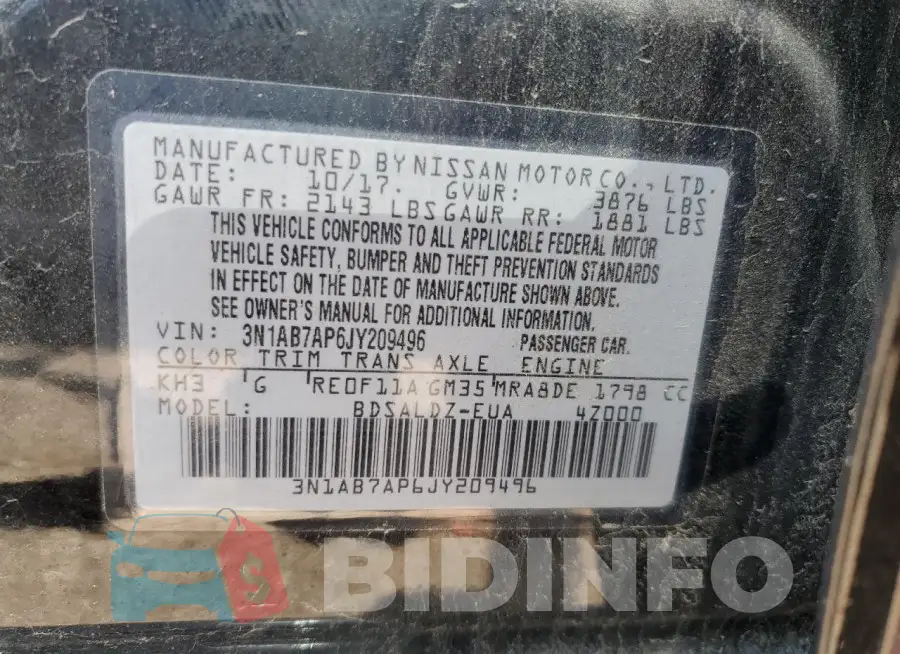 3N1AB7AP6JY209496 Photo# 12