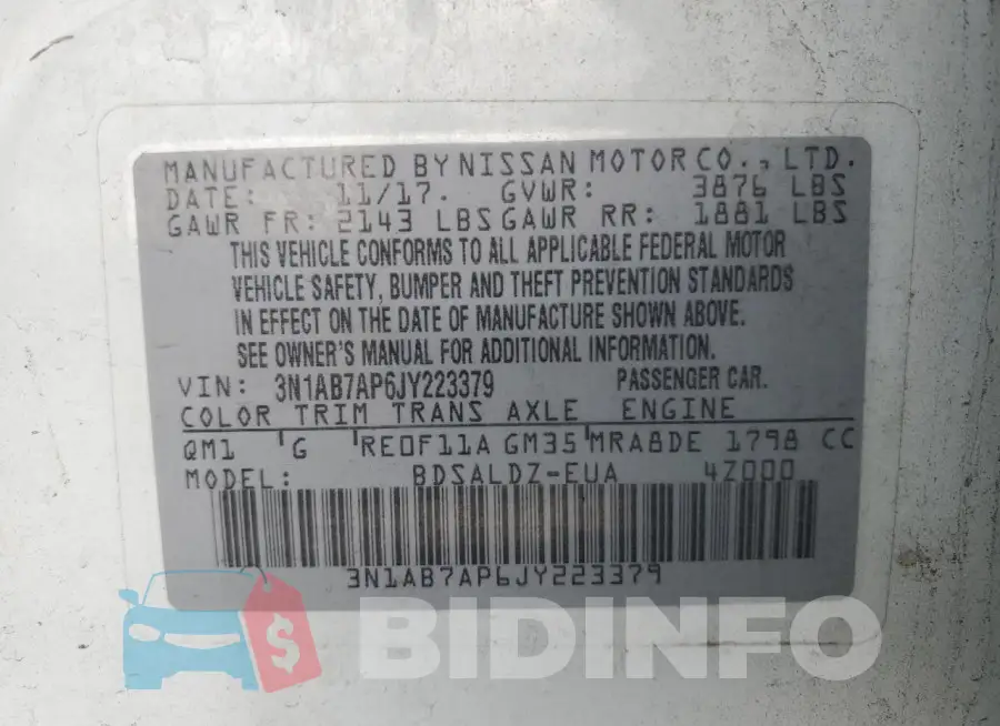 3N1AB7AP6JY223379 Photo# 13