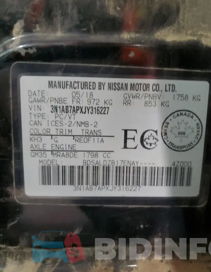 3N1AB7APXJY316227 Photo# 12