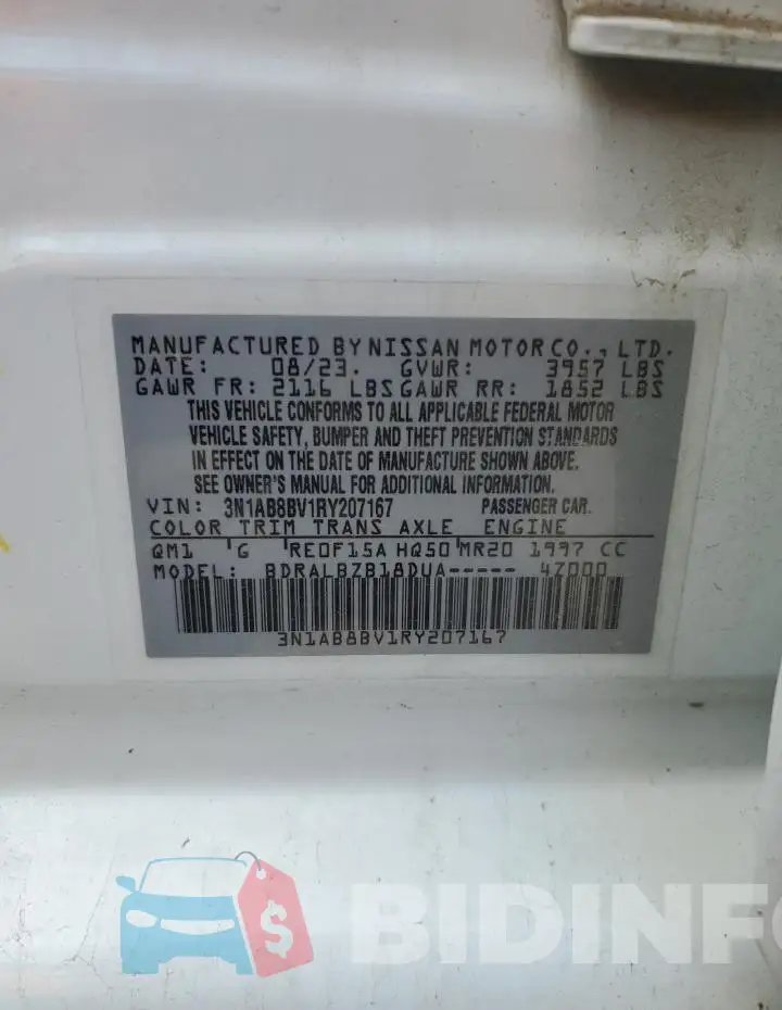3N1AB8BV1RY207167 Photo# 12