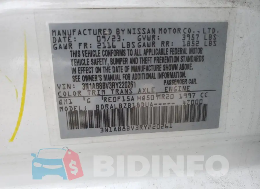 3N1AB8BV3RY220261 Photo# 12