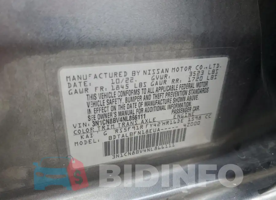 3N1CN8BV4NL866111 Photo# 12