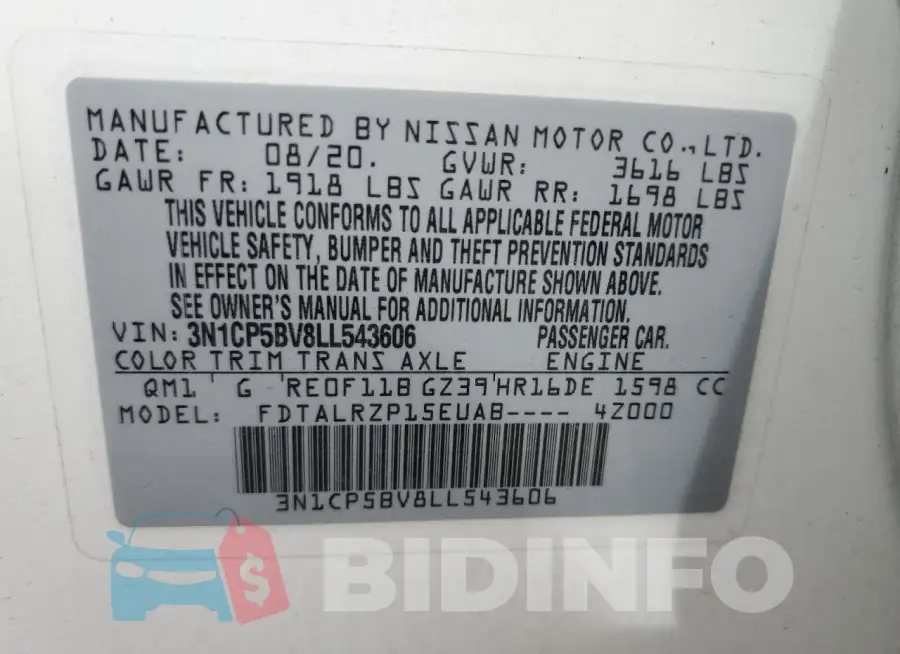 3N1CP5BV8LL543606 Photo# 13