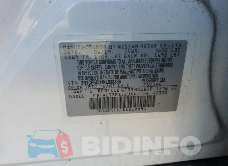 3N1CP5CU1KL538896 Photo# 14