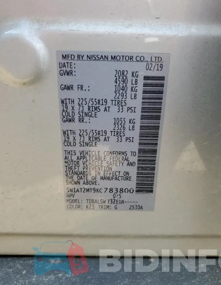 5N1AT2MT9KC783800 Photo# 12