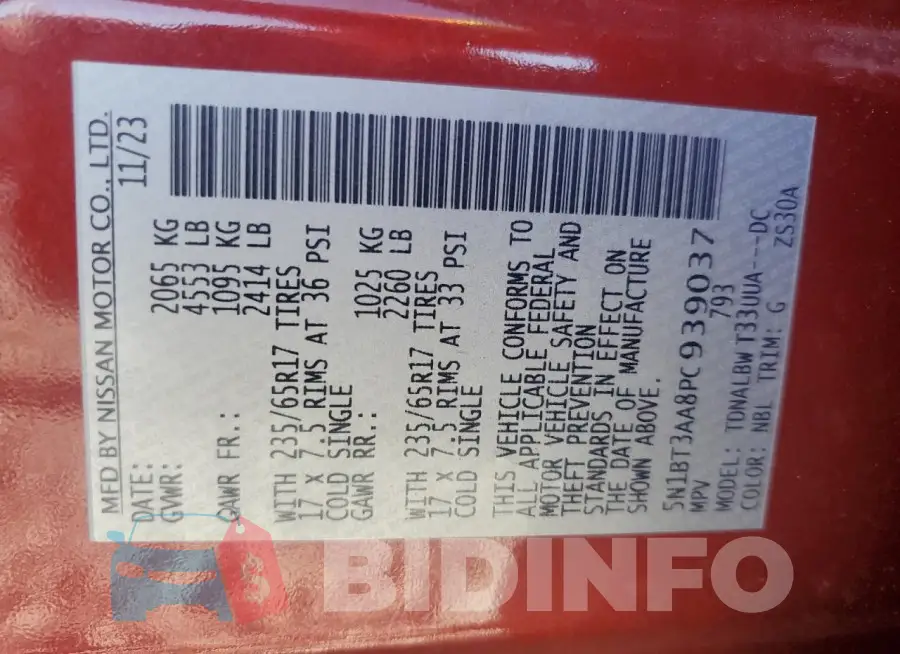 5N1BT3AA8PC939037 Photo# 14