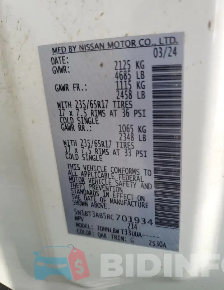 5N1BT3AB5RC701934 Photo# 14