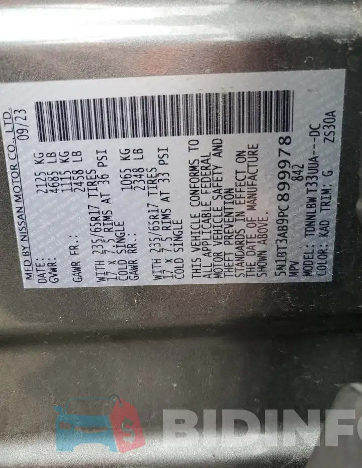 5N1BT3AB9PC899978 Photo# 14