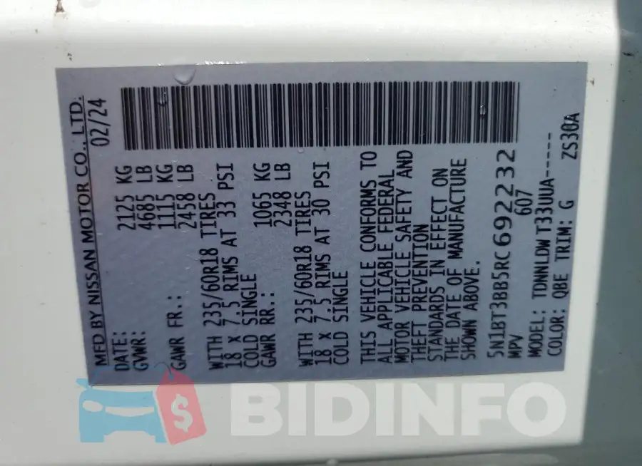 5N1BT3BB5RC692232 Photo# 12