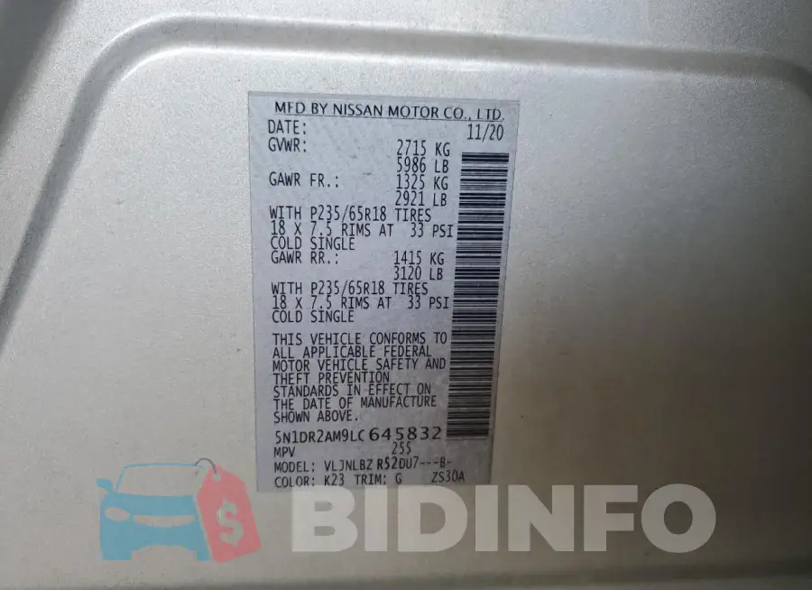 5N1DR2AM9LC645832 Photo# 12