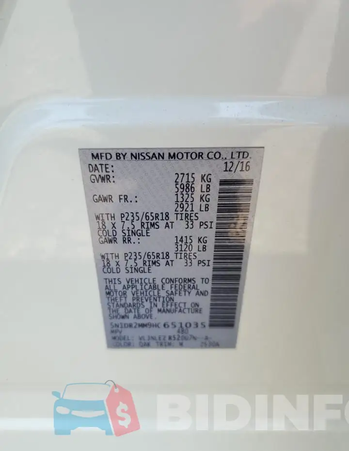 5N1DR2MM9HC651035 Photo# 13