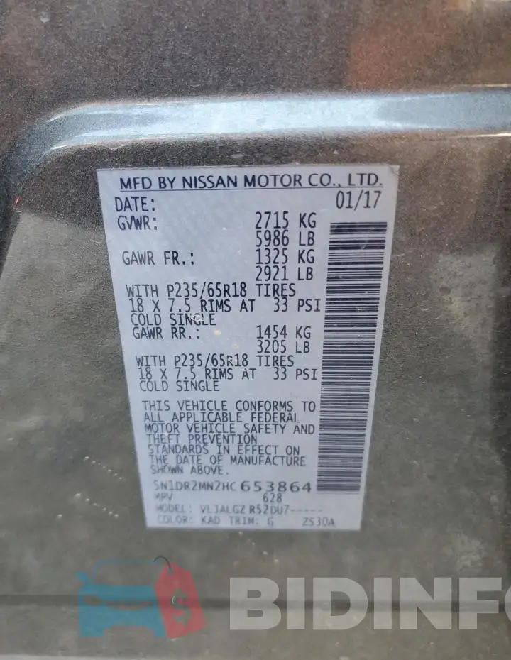 5N1DR2MN2HC653864 Photo# 13