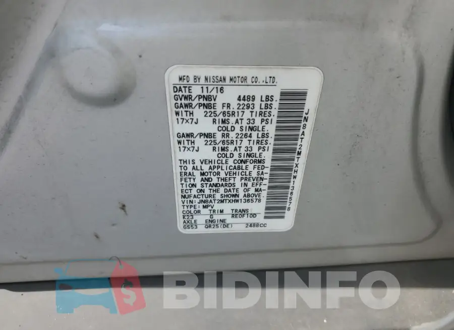JN8AT2MTXHW136578 Photo# 14