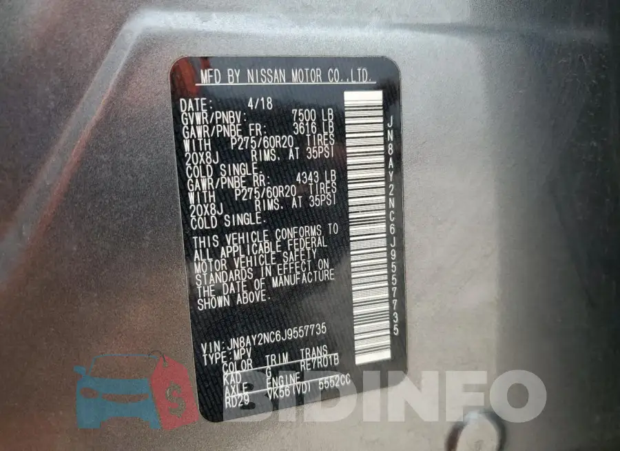 JN8AY2NC6J9557735 Photo# 13