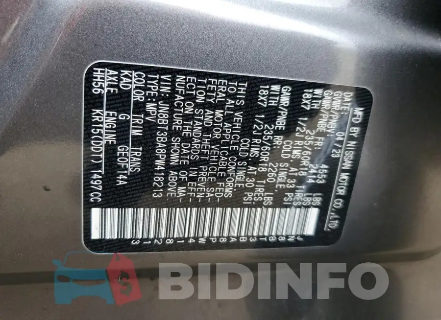 JN8BT3BA8PW418213 Photo# 13