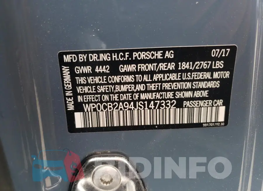 WP0CB2A94JS147332 Photo# 13