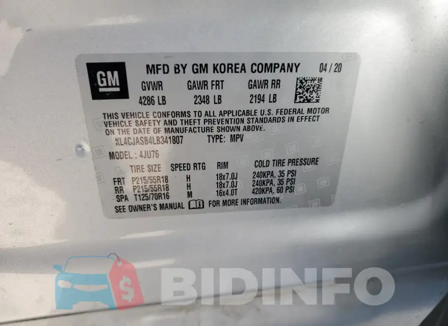 KL4CJASB4LB341807 Photo# 12