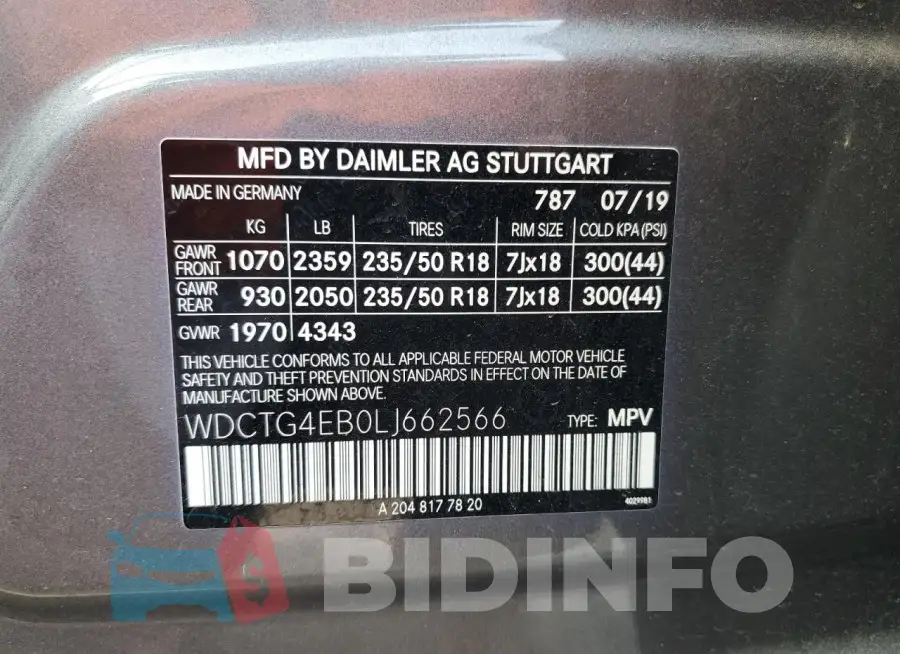 WDCTG4EB0LJ662566 Photo# 12