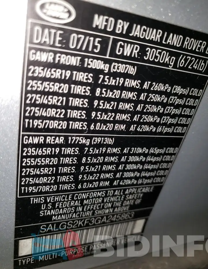 SALGS2KF3GA245863 Photo# 13