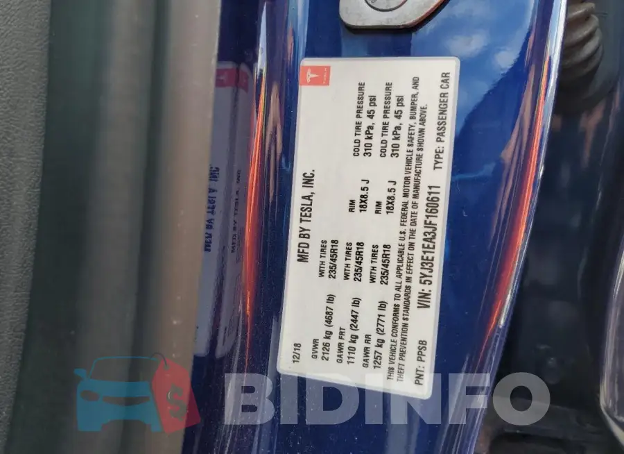 5YJ3E1EA3JF160611 Photo# 12