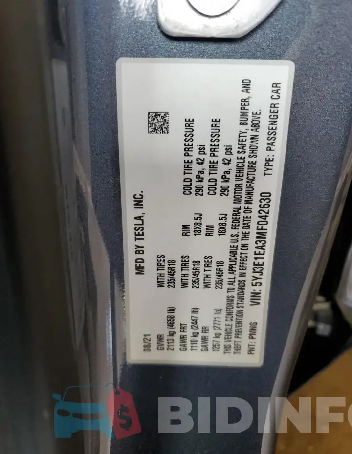 5YJ3E1EA3MF042630 Photo# 13