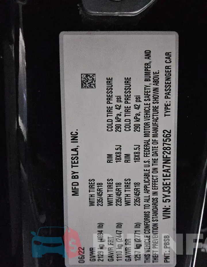 5YJ3E1EA7NF287562 Photo# 12