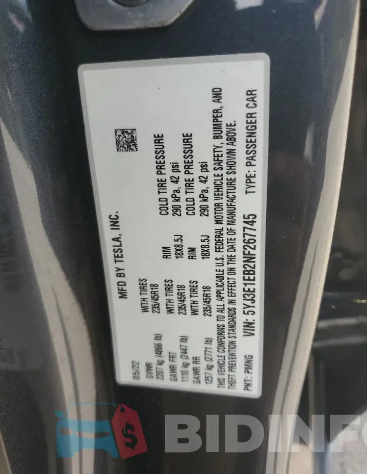 5YJ3E1EB2NF267745 Photo# 13