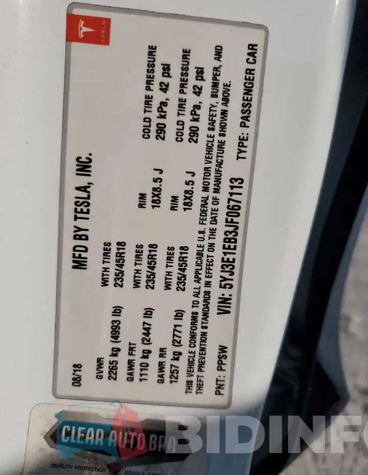 5YJ3E1EB3JF067113 Photo# 13