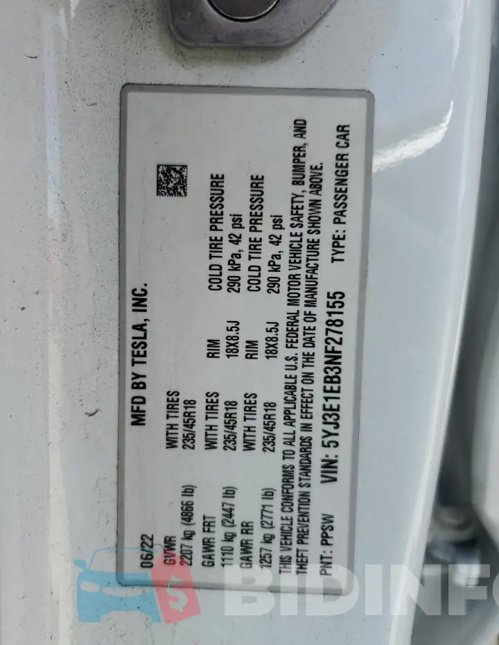 5YJ3E1EB3NF278155 Photo# 13