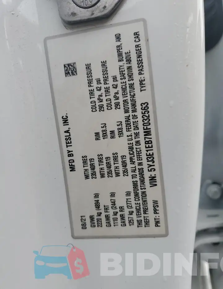 5YJ3E1EB7MF032563 Photo# 12