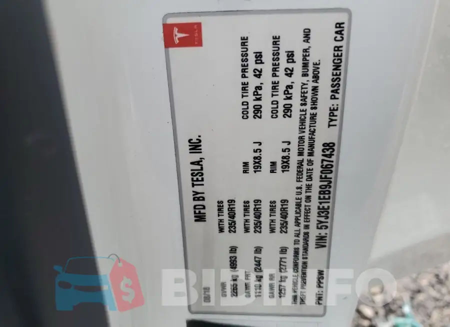 5YJ3E1EB9JF067438 Photo# 12