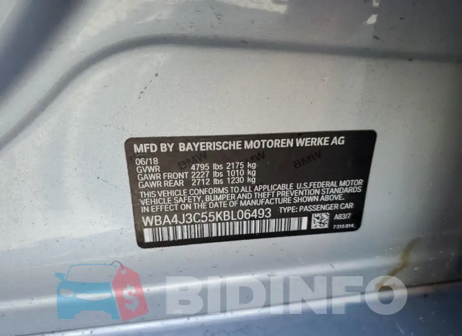WBA4J3C55KBL06493 Photo# 12