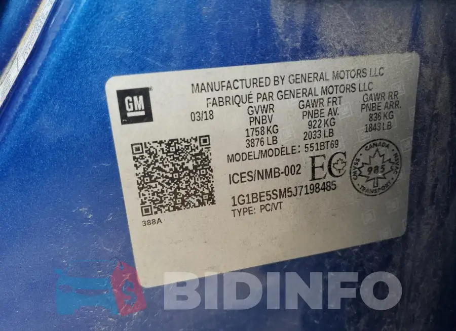 1G1BE5SM5J7198485 Photo# 12